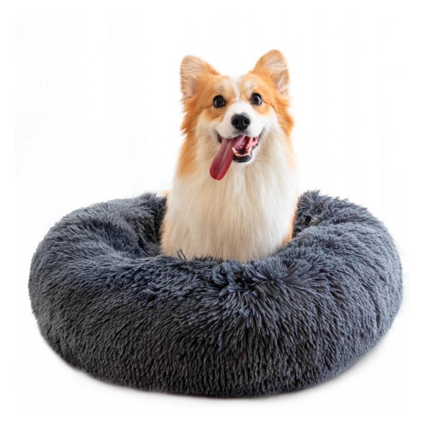 Blød og beroligende donut hundeseng (mange farver) - Brun / 80 cm.