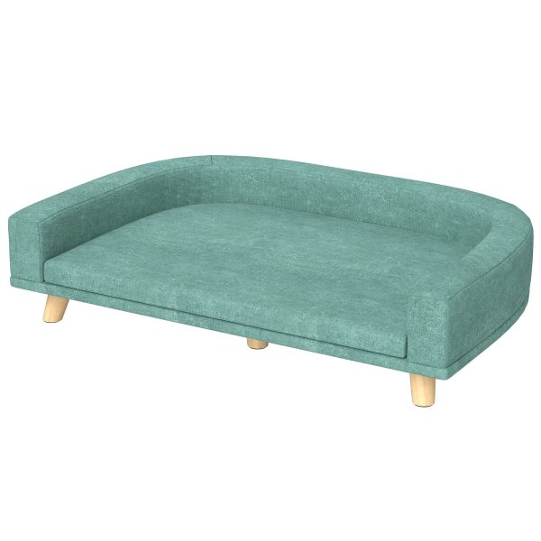 Hundeseng hundesofa kæledyrssofa, eukolyptustræ, 98 x 67 x 25 cm, grøn