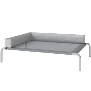 Udendørs hundeseng, hævet hundeseng til mellemstore hunde, med l-formet hynde, 110x75x30cm, lysegrå